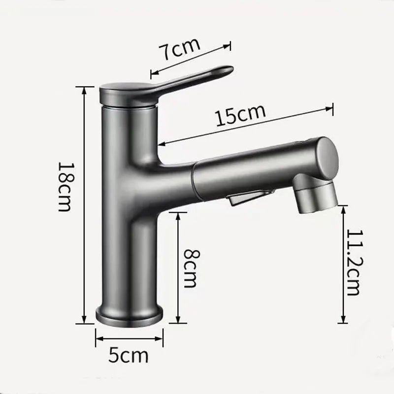 Torneira Para Banheiro Monocomando Misturador 3 Funções Com Bica Extensível Inox 304 - Torneiras Royal