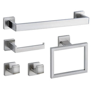 Kit Acessórios Para Banheiro Moderno Inox Com Ventosa 5 Peças - Torneiras Royal
