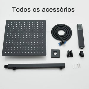 Chuveiro Para Banheiro Com Chuveirinho Manual e Desviador Kit Completo Tamanho 30x30 - Torneiras Royal