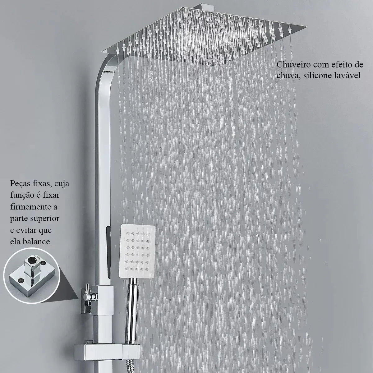 Chuveiro De Parede Com Desviador Conjunto Completo 3 em 1 - imagem do produto 3