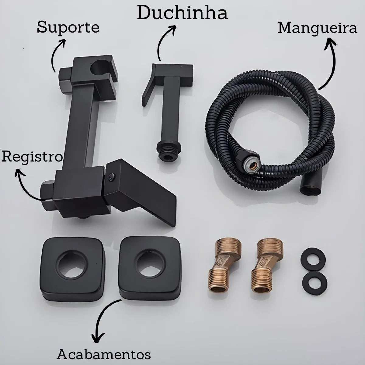 Ducha Higiênica Para Banheiro 100% Metal Com Suporte Acoplado Royal Square - imagem do produto 3