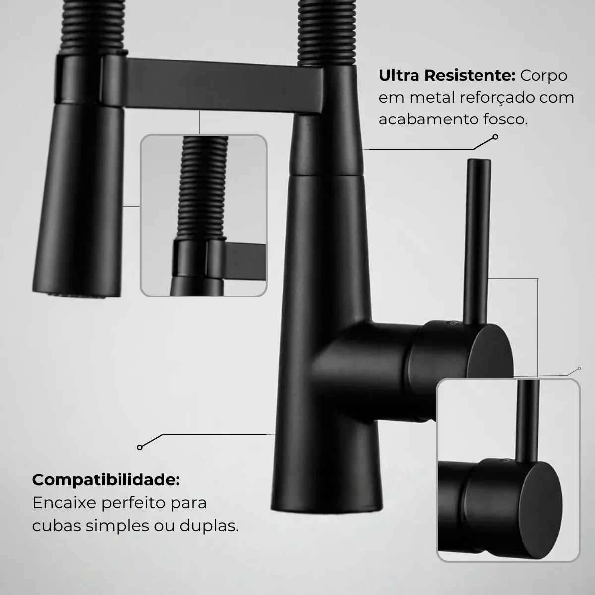 Torneira Para Cozinha Monocomando Pull-Out Royal Valence - imagem do produto 4