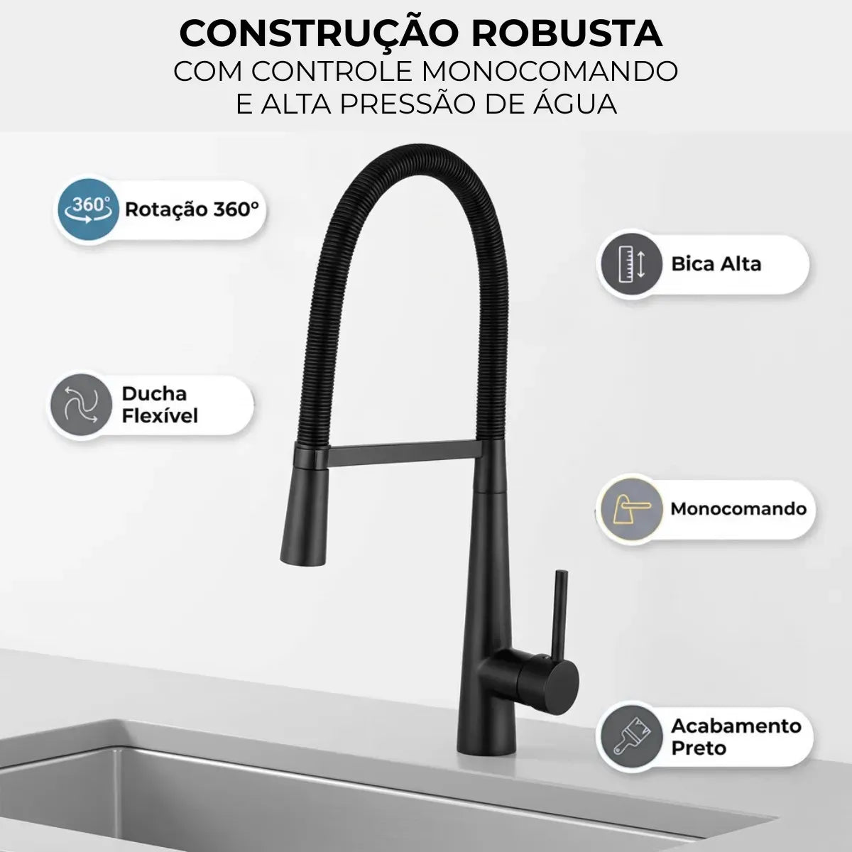Torneira Para Cozinha Monocomando Pull-Out Royal Valence - imagem do produto 3