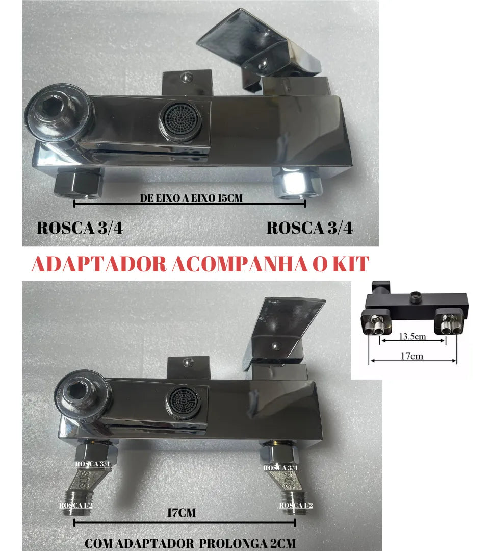 Chuveiro De Parede Com Desviador Conjunto Completo 3 em 1 - imagem do produto 7