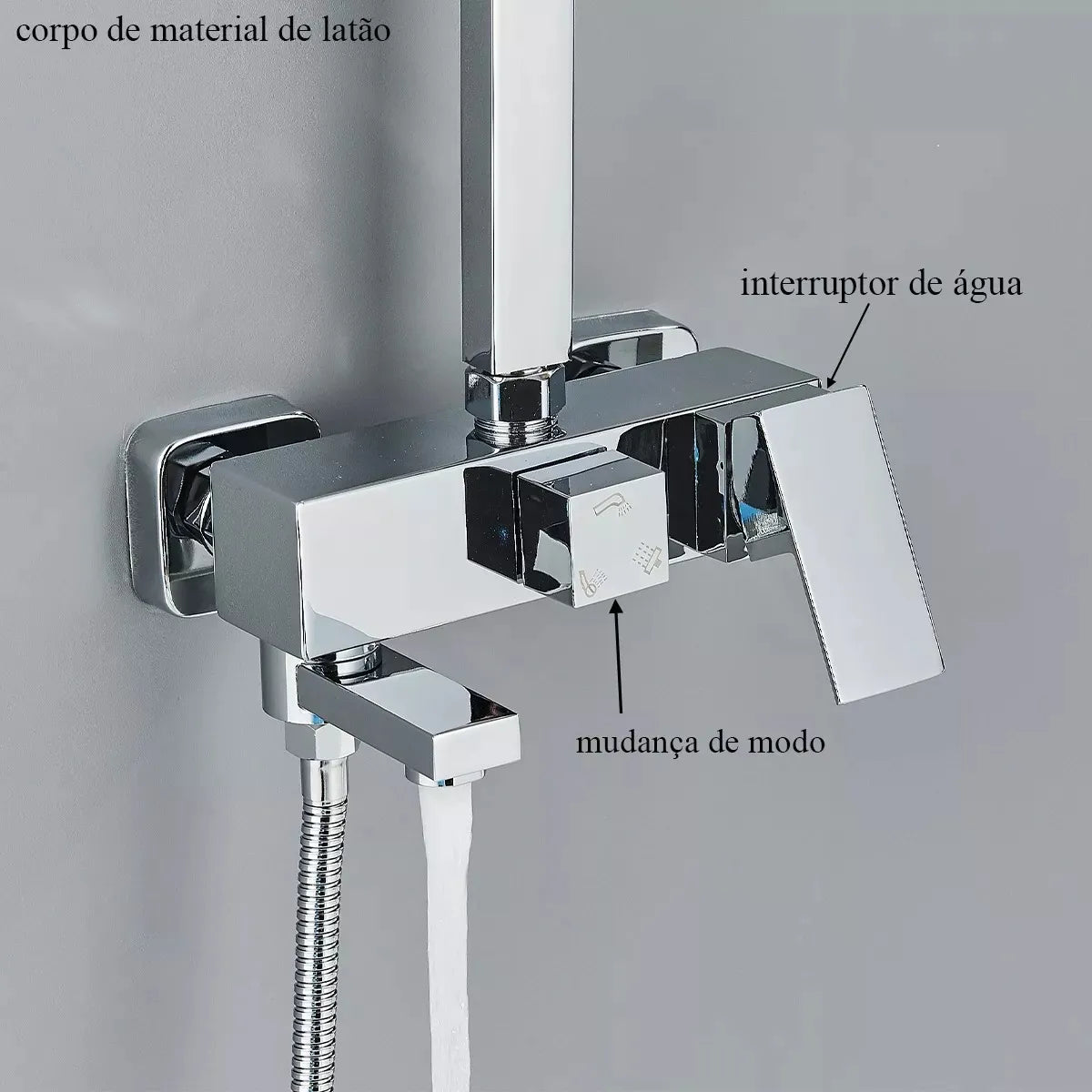 Chuveiro De Parede Com Desviador Conjunto Completo 3 em 1 - imagem do produto 5