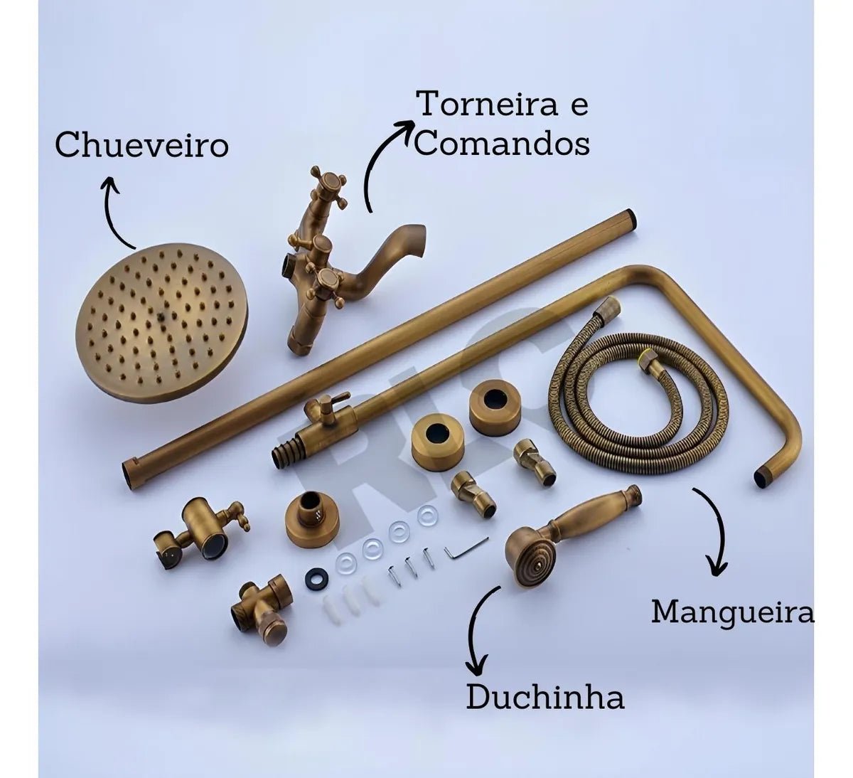 Chuveiro Para Banheiro Com Ducha e Desviador Conjunto Completo Modelo Vintage - imagem do produto 6