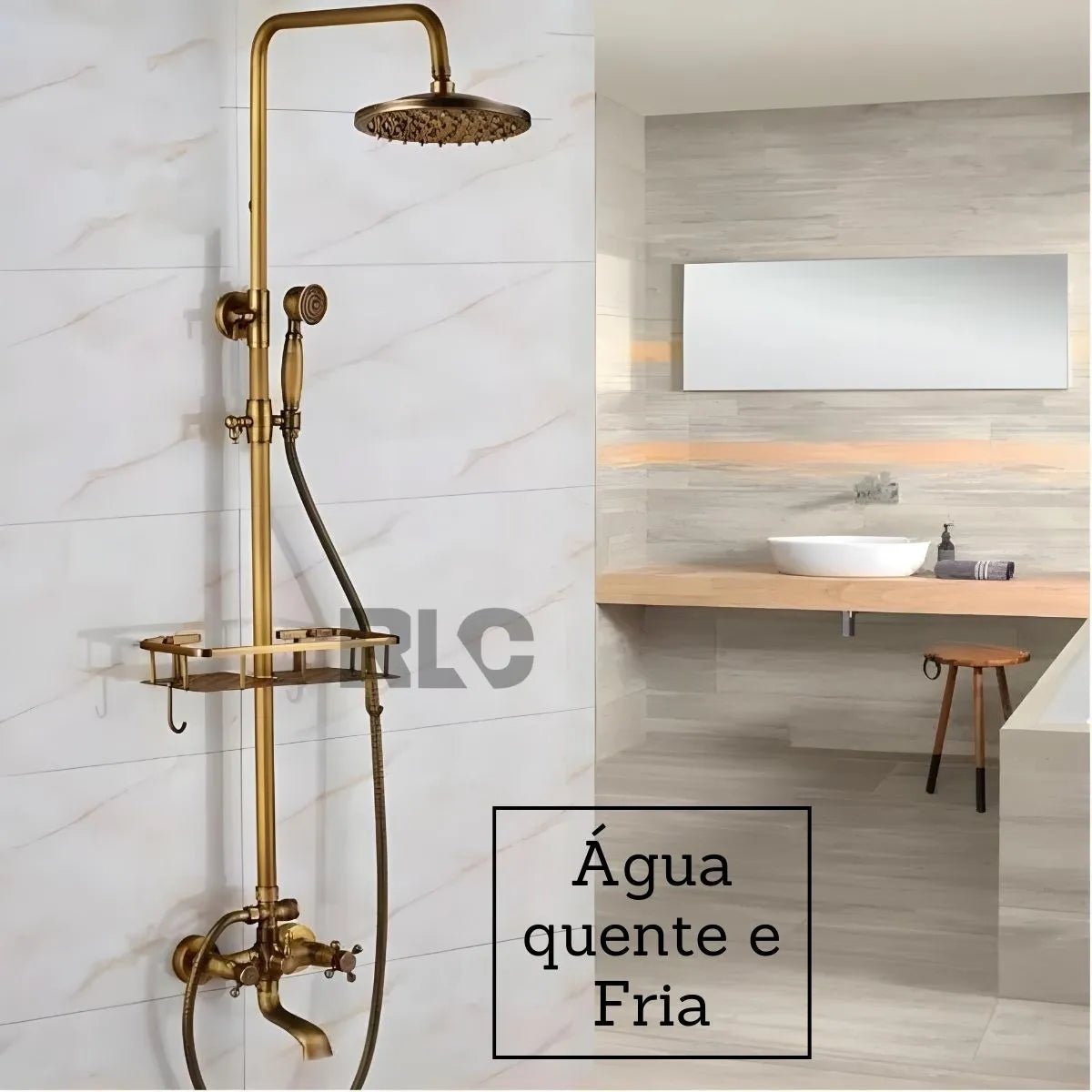 Chuveiro Para Banheiro Com Ducha e Desviador Conjunto Completo Modelo Vintage - imagem do produto 3
