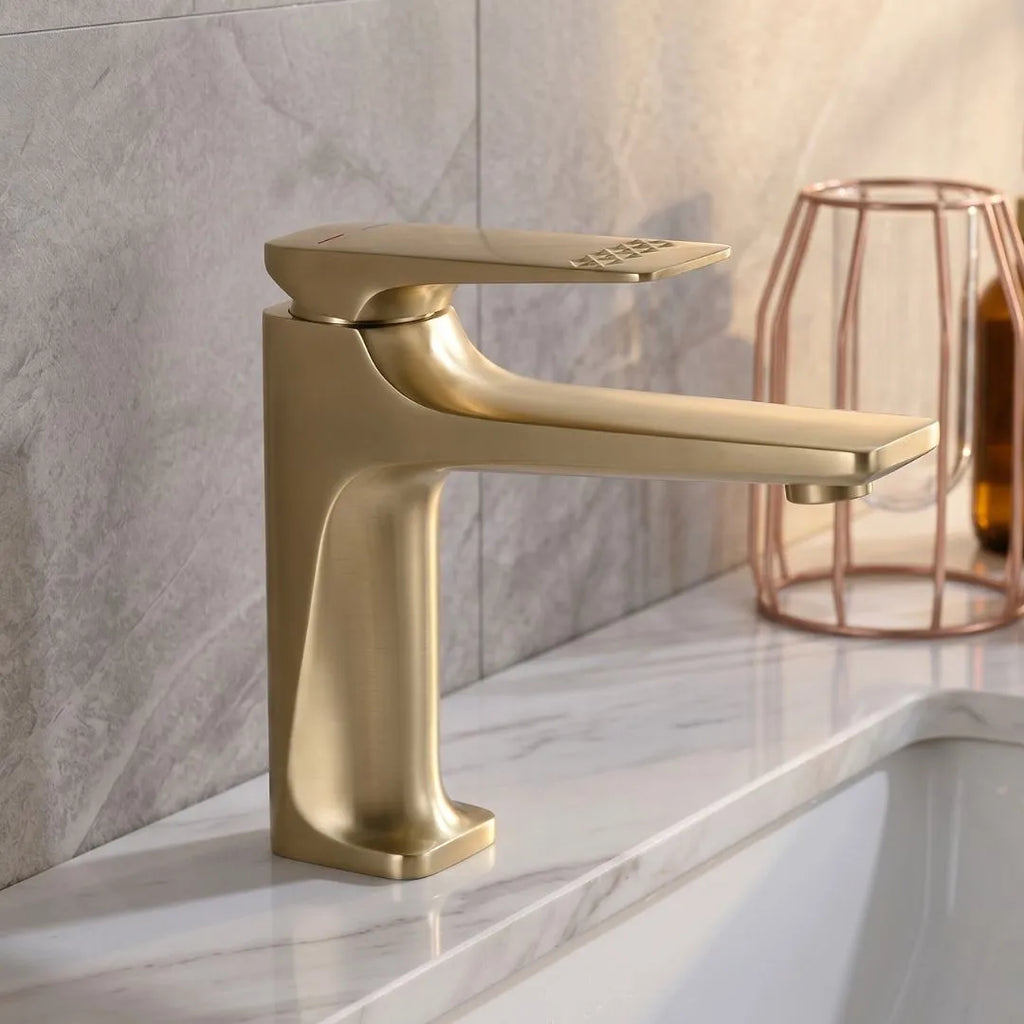 Torneira Para Banheiro Monocomando Lavabo Modelo Royal Atlas - Dourado Escovado