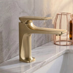 Torneira Para Banheiro Monocomando Lavabo Modelo Royal Atlas - Dourado Escovado