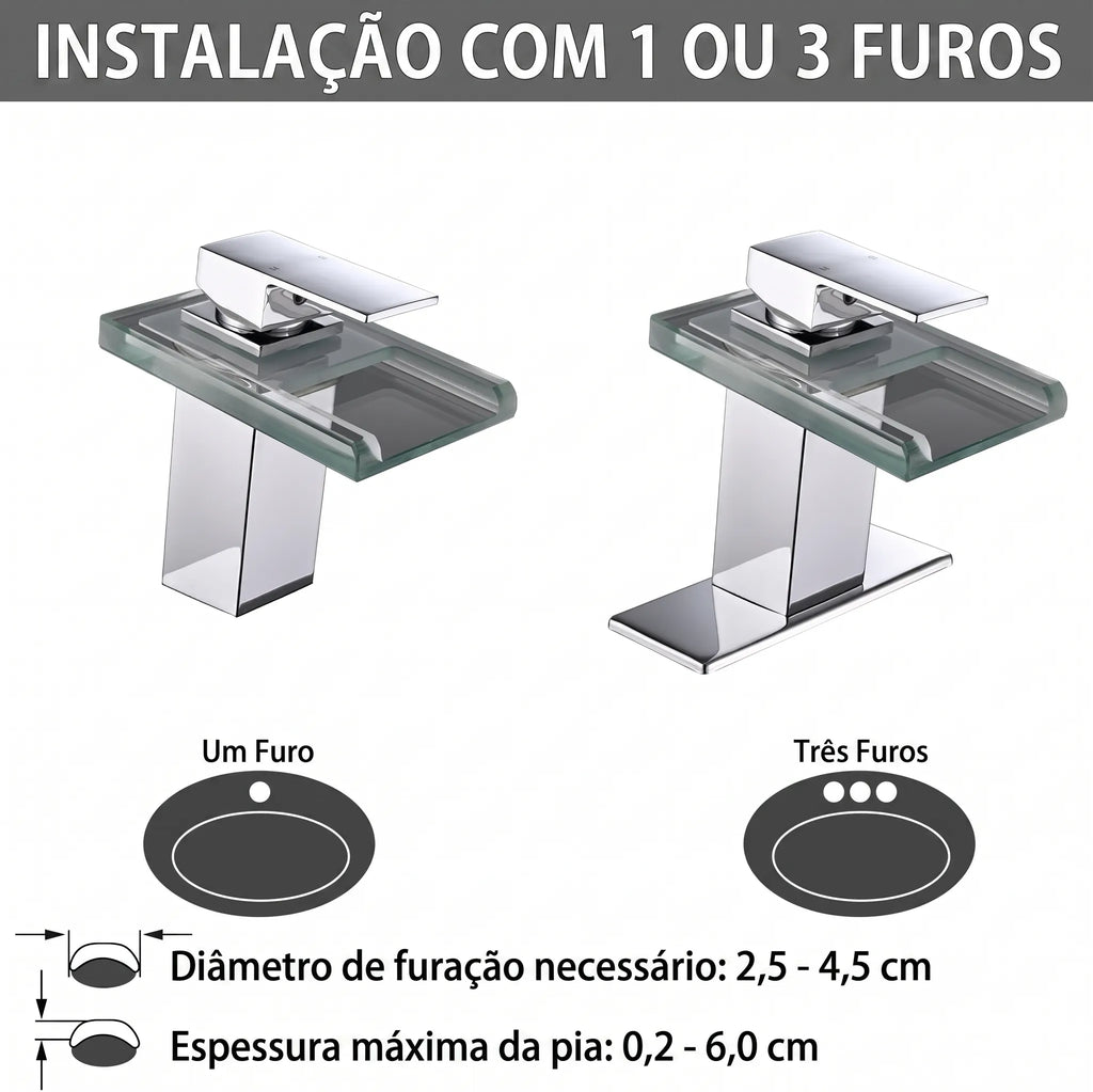 Torneira Para Banheiro Cascata Gourmet Monocomando AquaGlam - imagem do produto 3