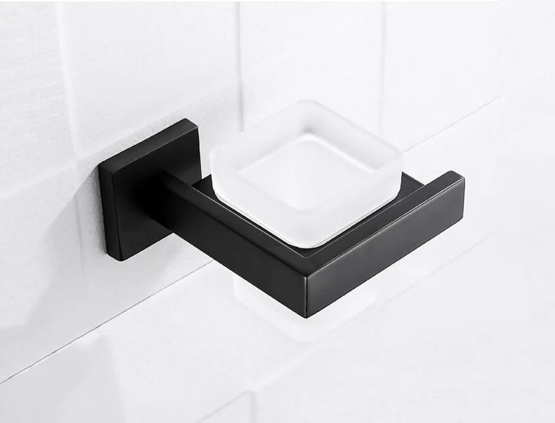 Porta Toalhas Para Banheiro Conjunto Completo Veneza Preto Fosco - imagem do produto 6