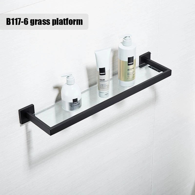 Porta Toalhas Para Banheiro Conjunto Completo Veneza Preto Fosco - imagem do produto 2