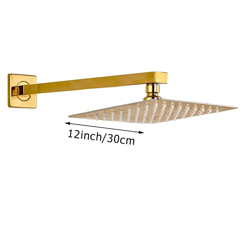 Chuveiro Para Banheiro Quadrado Royal Prime - Dourado 30cm