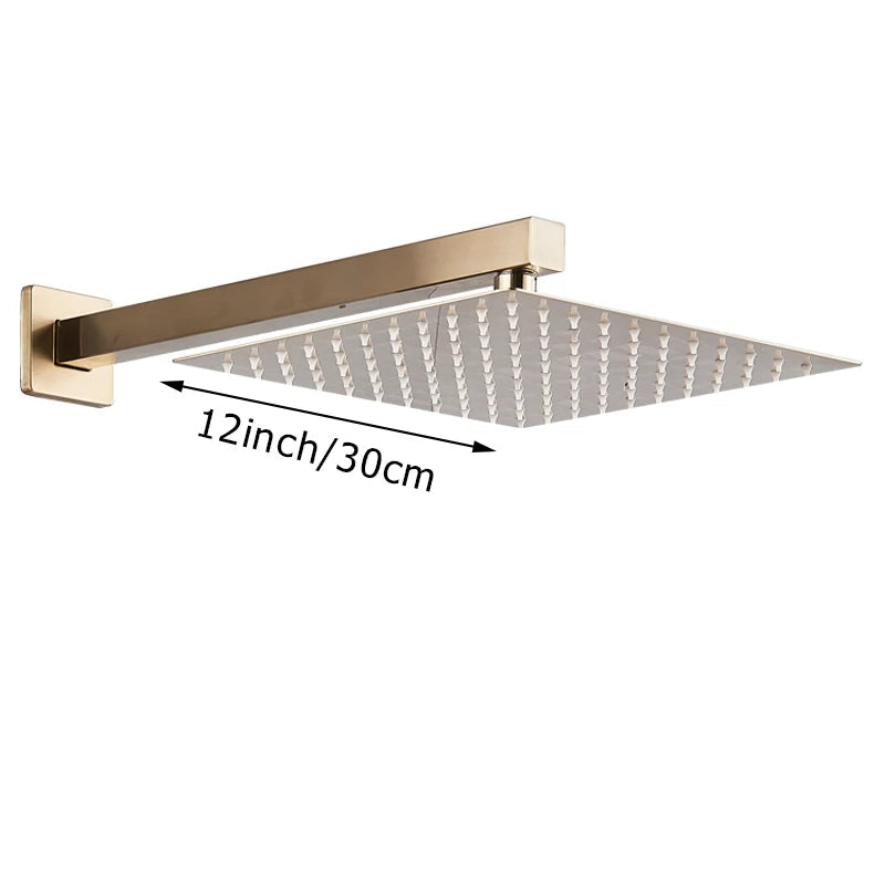 Chuveiro Para Banheiro Quadrado Royal Prime - Dourado Escovado 30cm
