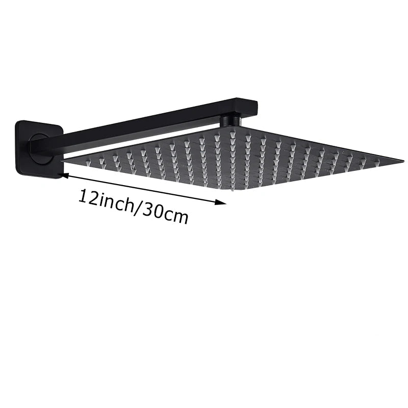 Chuveiro Para Banheiro Quadrado Royal Prime - Preto Fosco 30cm