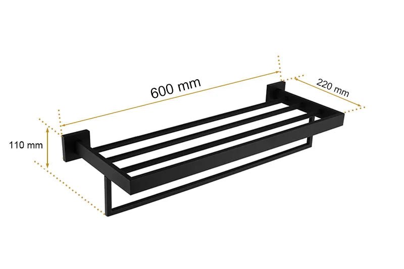 Porta Toalhas Para Banheiro Conjunto Completo Veneza Preto Fosco - imagem do produto 13