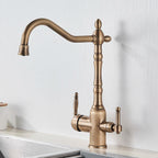 Torneira cozinha Royal Élan variante bronze antigo Antique Brass com filtro monocomando acabamento envelhecido elegante