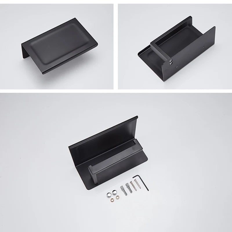 Porta Toalhas Para Banheiro Conjunto Completo Veneza Preto Fosco - imagem do produto 3