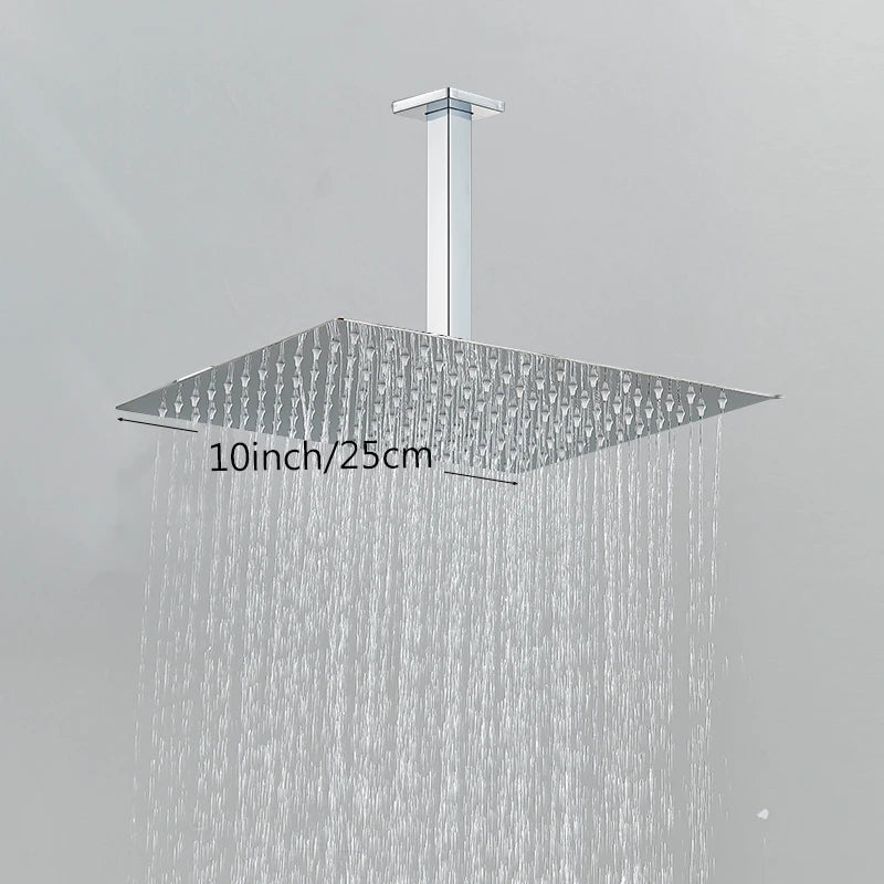 Chuveiro De Teto Quadrado Ultrafino Aço Inoxidável - Cromado - 25cm