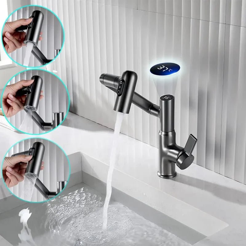 Torneira Para Banheiro Monocomando Misturador Com Display Digital LED 360° Rotação - imagem do produto 7