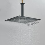 Chuveiro De Teto Quadrado Ultrafino Aço Inoxidável - Preto Fosco - 25cm