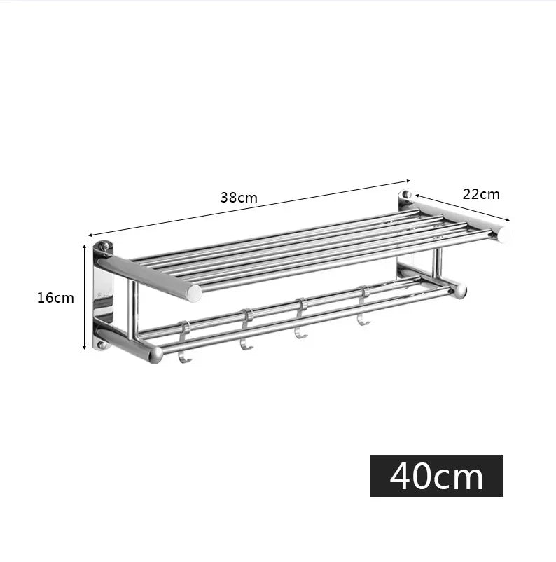 Porta Toalha Duplo Toalheiro Aço Inoxidável Para Banheiro - Porta Toalha Duplo 40cm