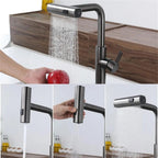 Torneira Para Cozinha Monocomando Pulverizador Cascata Rotativa com Ducha Extensível Rotativa - imagem do produto 4
