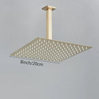 Chuveiro De Teto Quadrado Ultrafino Aço Inoxidável - Dourado Escovado - 20cm