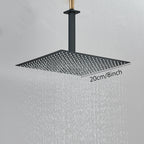 Chuveiro De Teto Quadrado Ultrafino Aço Inoxidável - Preto Fosco - 20cm