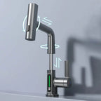 Detalhe da torneira monocomando cascata com visor digital