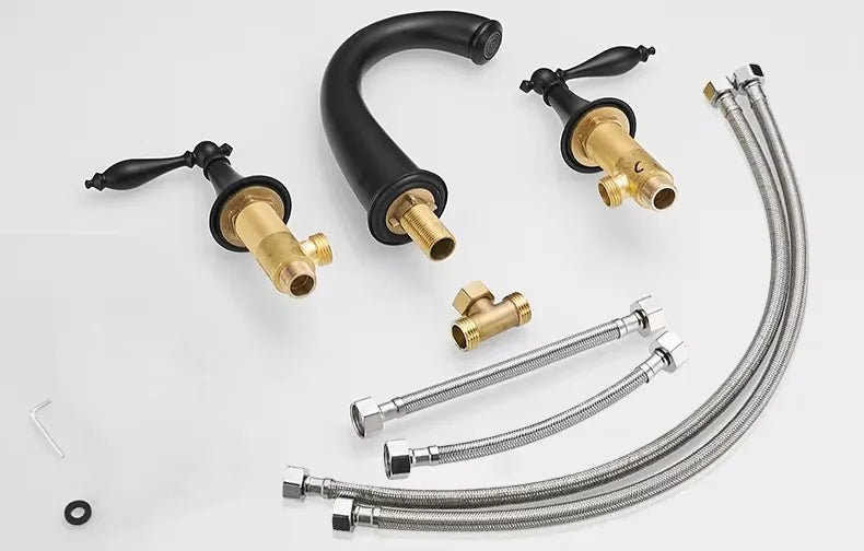 Torneira Para Banheiro Alça Dupla Modelo Vintage Água Quente e Fria - imagem do produto 3