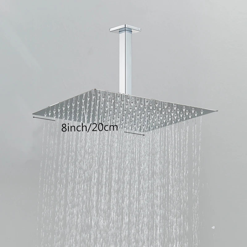 Chuveiro De Teto Quadrado Ultrafino Aço Inoxidável - Cromado - 20cm