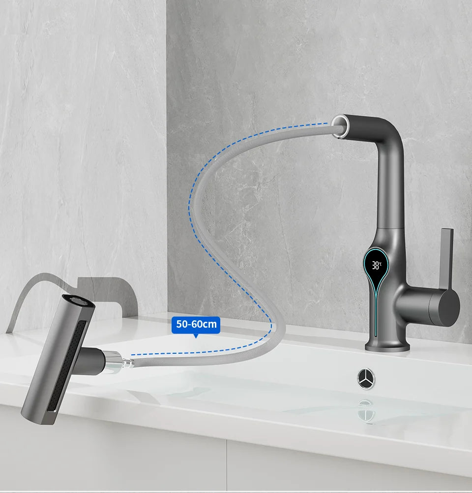 Torneira Para Banheiro Monocomando Misturador Cascata Com Display Digital Royal Clear - imagem do produto 4