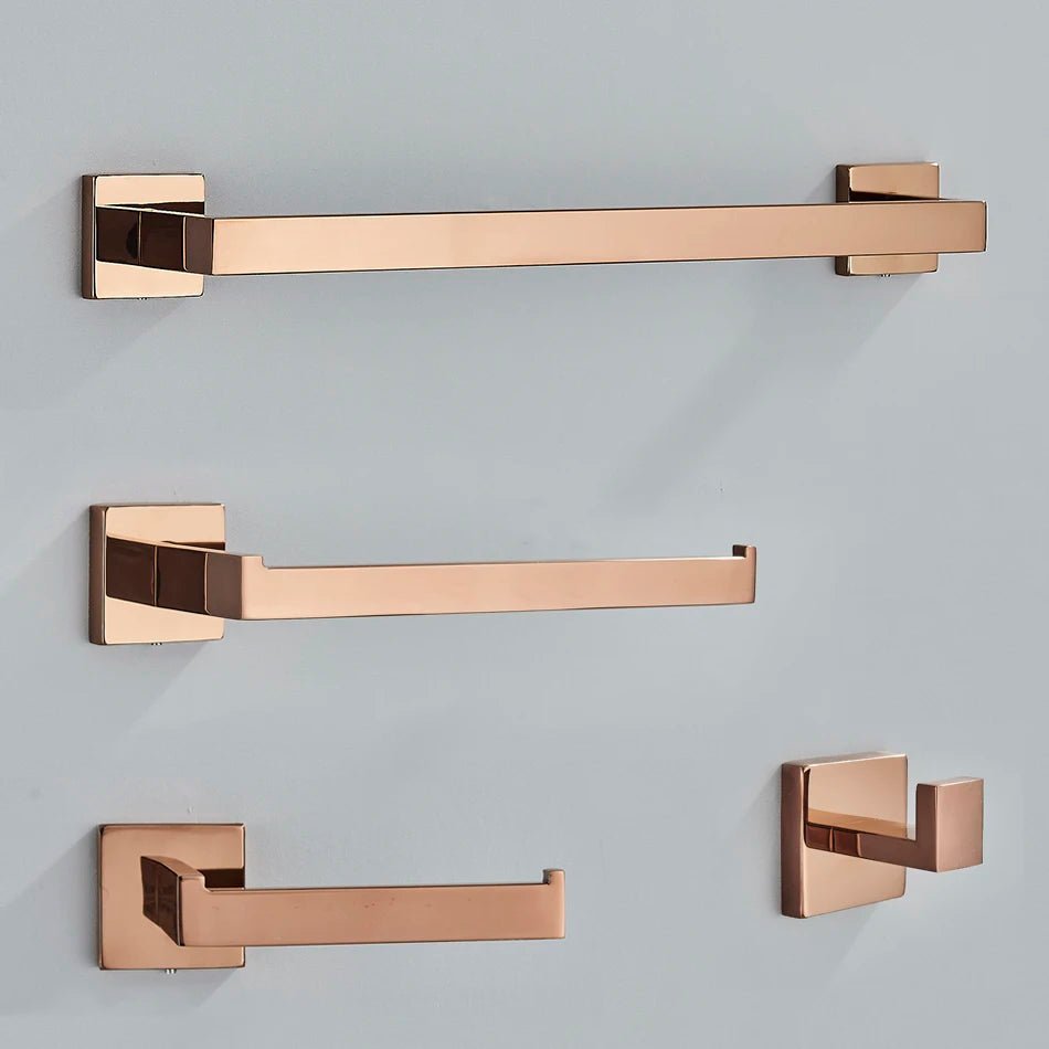 Kit Acessórios Para Banheiro Rose Moderno Inox - Rosê
