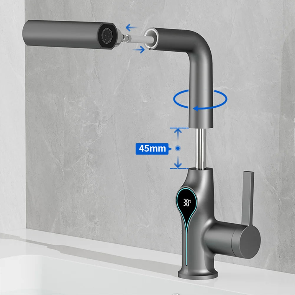 Torneira Para Banheiro Monocomando Misturador Cascata Com Display Digital Royal Clear - imagem do produto 3
