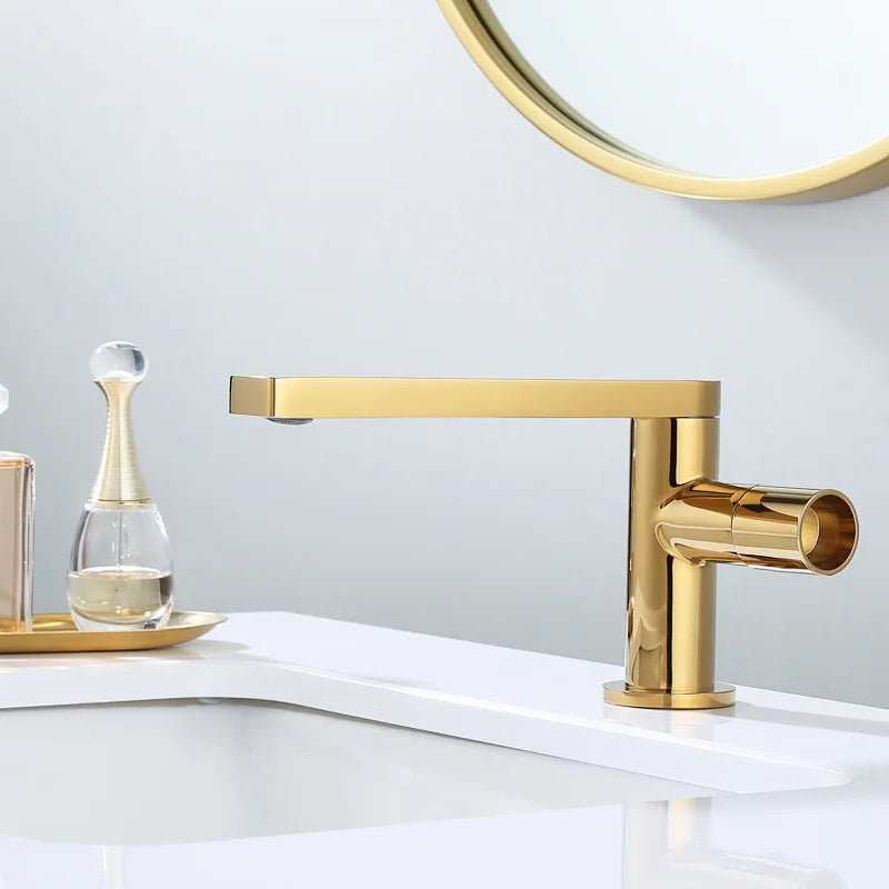 Torneira Para Banheiro Monocomando Misturador Design Premium Royal Aurora - Torneira Para Banheiro Dourado Bica Baixa