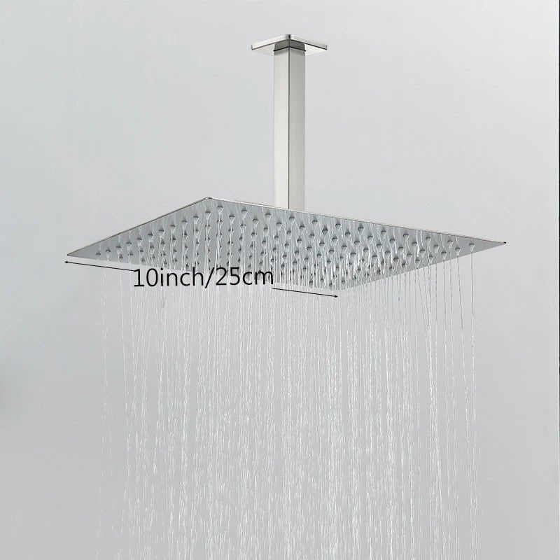 Chuveiro De Teto Quadrado Ultrafino Aço Inoxidável - Níquel Escovado - 25cm