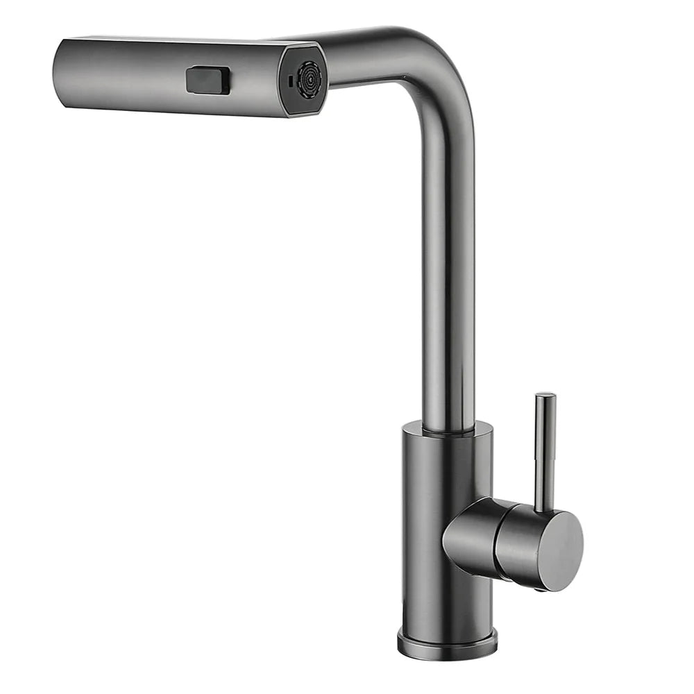 Torneira Para Cozinha Monocomando Pulverizador Cascata Rotativa com Ducha Extensível Rotativa - Torneira Para