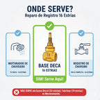 Acabamento Registro Deca Quadrado Banheiro em Metal 1/2 3/4 preto