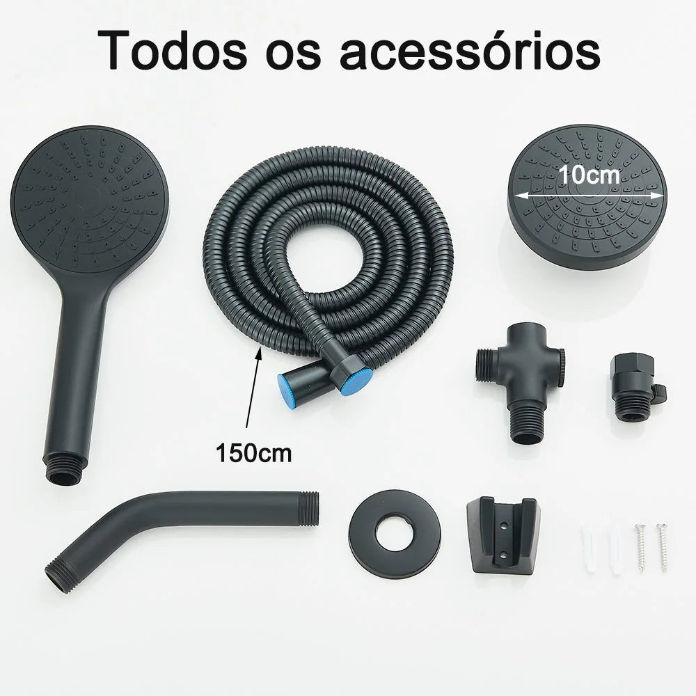 Chuveiro Para Banheiro 10cm com Desviador e Ducha +150cm Mangueira Kit Completo - imagem do produto 4