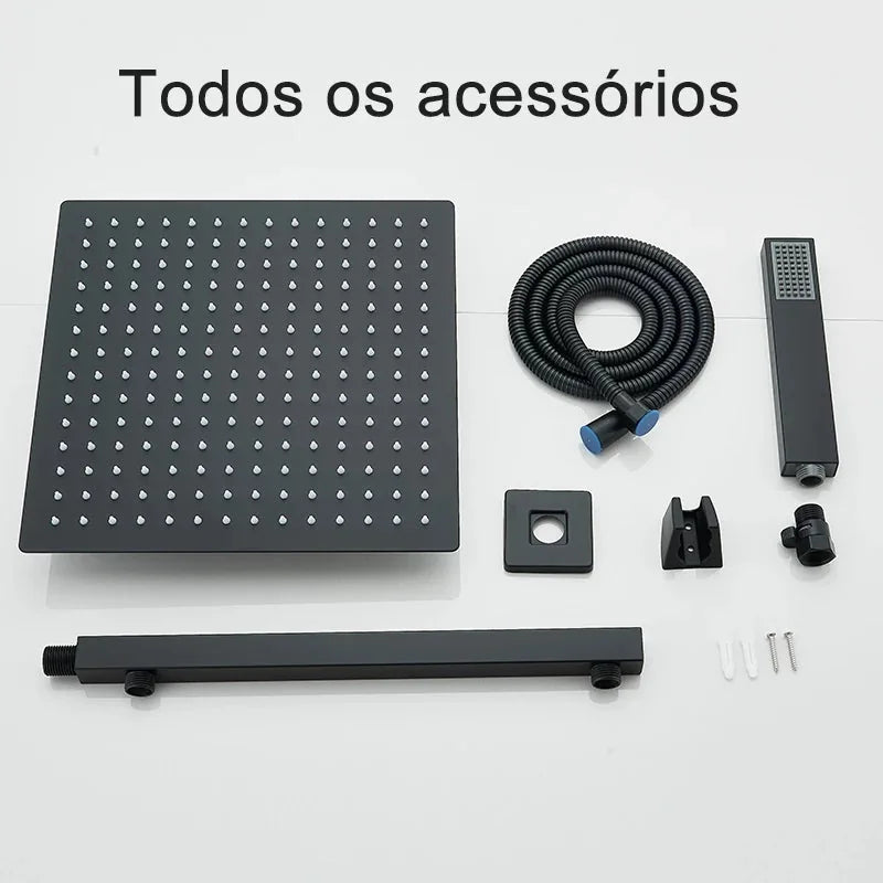 Chuveiro Para Banheiro Com Chuveirinho Manual e Desviador Kit Completo Tamanho 30x30 - imagem do produto 6