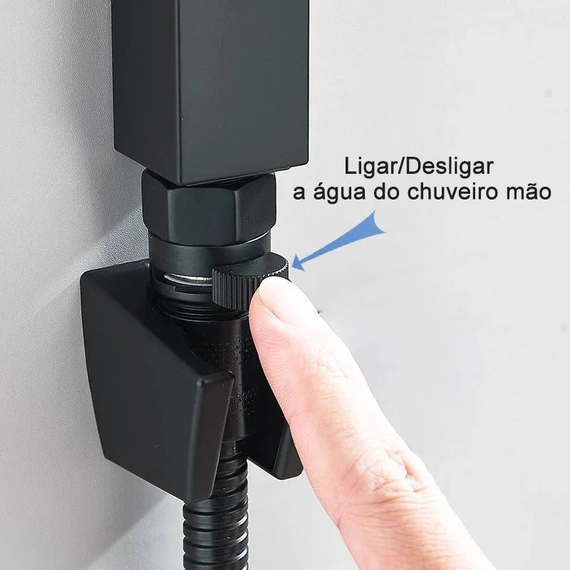 Chuveiro Para Banheiro Com Chuveirinho Manual e Desviador Kit Completo Tamanho 30x30 - imagem do produto 7