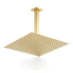 Chuveiro de teto quadrado ultrafino dourado polido, foto em fundo branco - Torneiras Royal