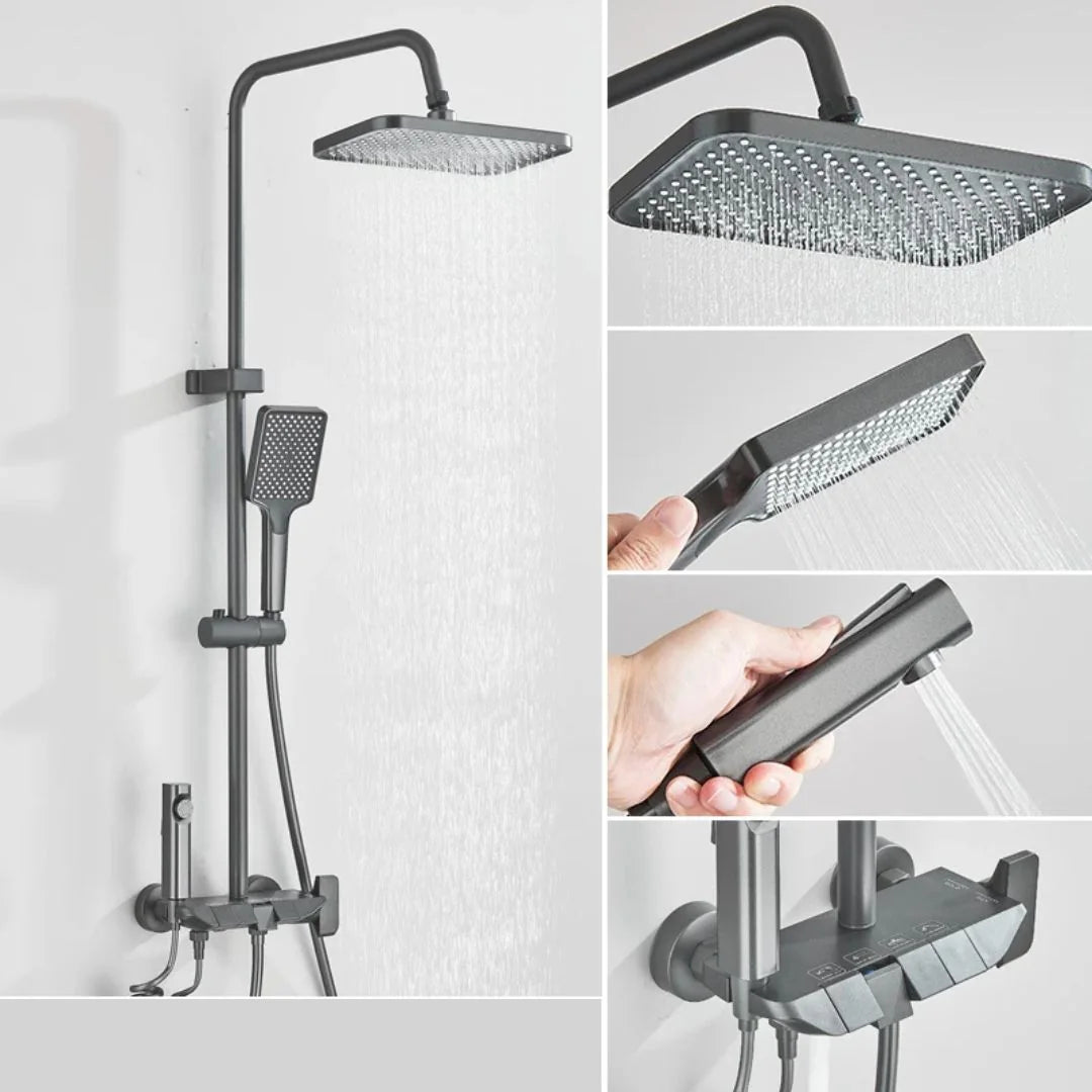 Conjunto Chuveiro Ducha Inteligente Display Digital Misturador - Chuveiro Para Banheiro Grafite
