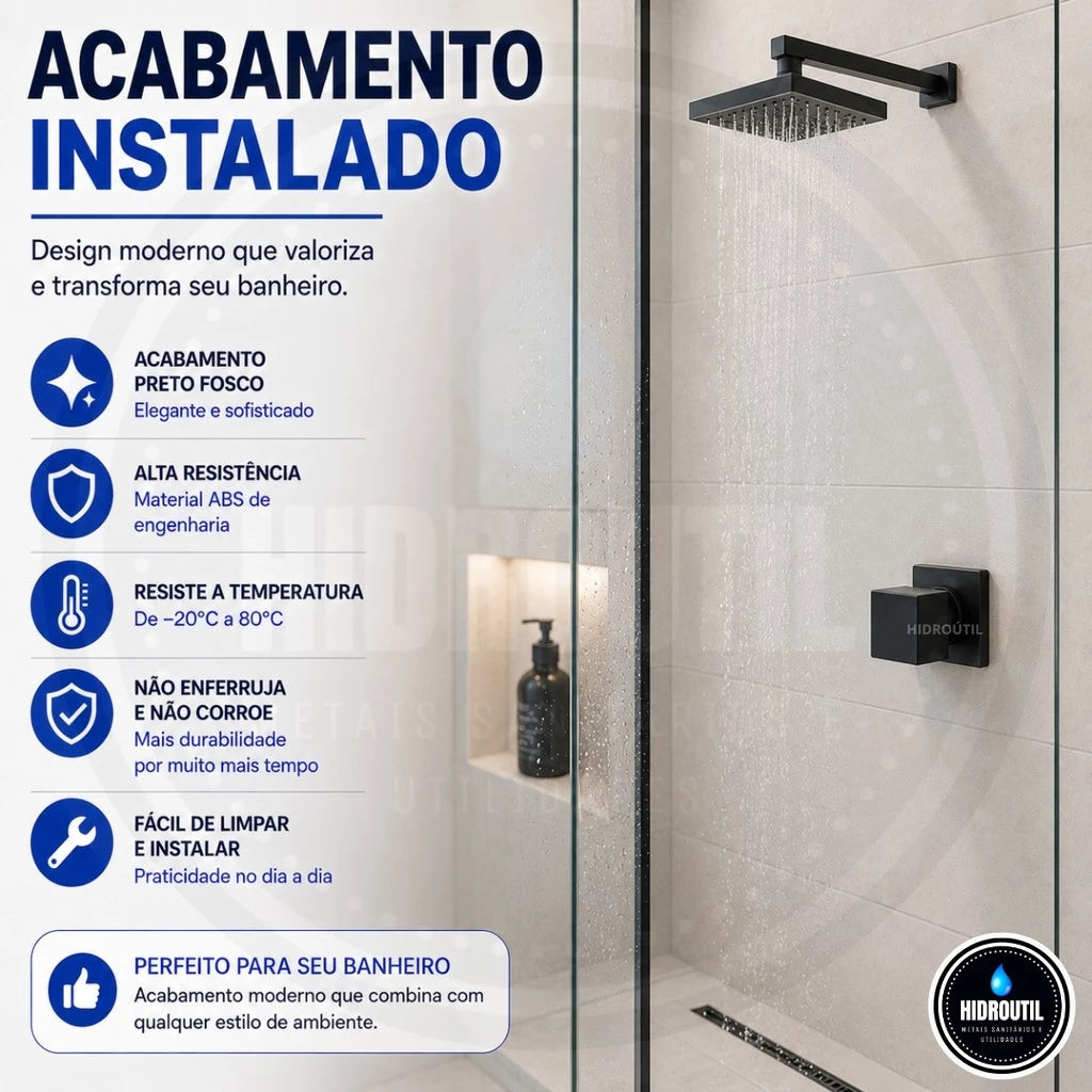 Kit 2 Acabamentos Quadrado De Metal Para Registro Pressão Gaveta Deca Docol Acabamento Preto Fosco - Torneiras Royal 5