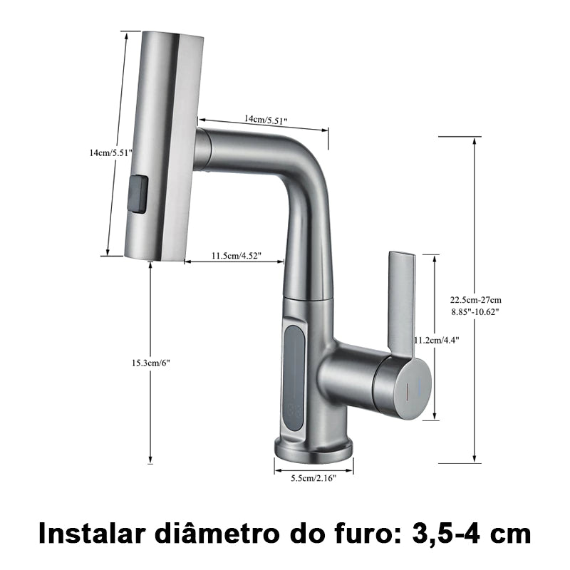 Torneira para Banheiro Monocomando Digital Cascata - Torneiras Royal 2