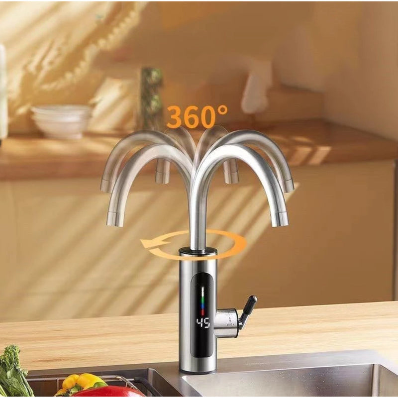 Torneira Elétrica Para Cozinha Banheiro Com Visor de Temperatura Regulagem e Giratória 360° - rotação 360°