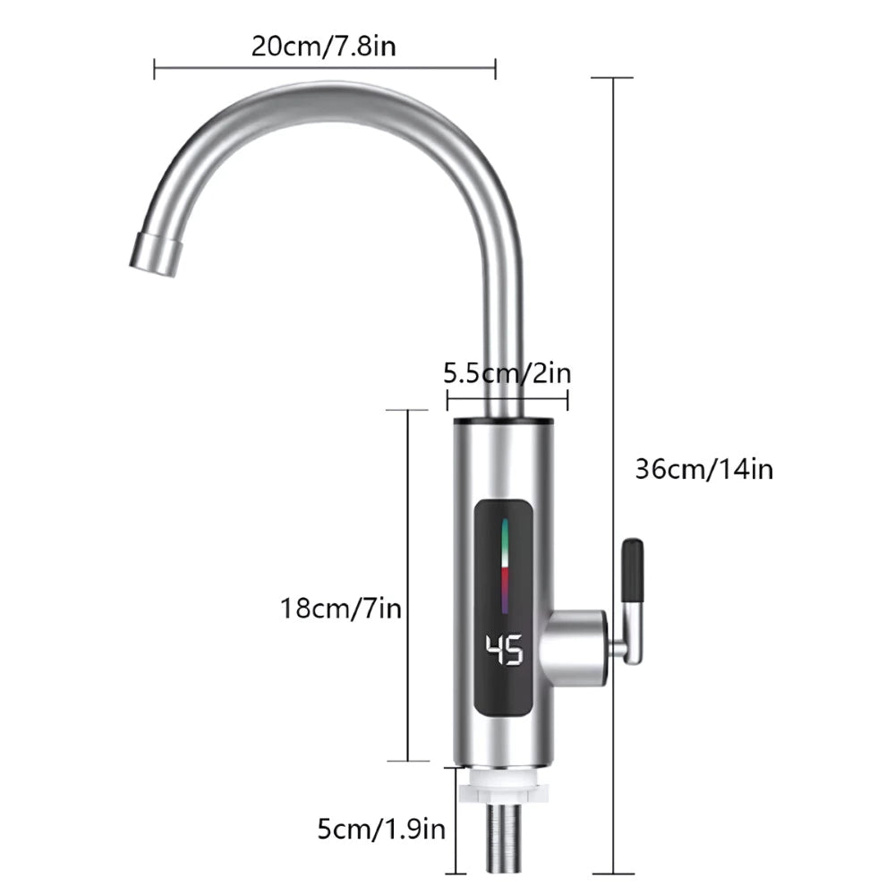 Torneira Elétrica Para Cozinha Banheiro Com Visor de Temperatura Regulagem e Giratória 360° - imagem do produto 4