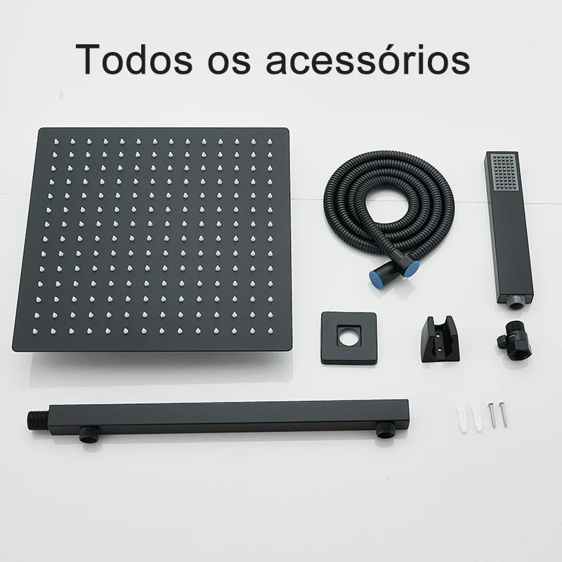 Chuveiro Para Banheiro Com Chuveirinho Manual e Desviador Kit Completo Tamanho 30x30 - Torneiras Royal