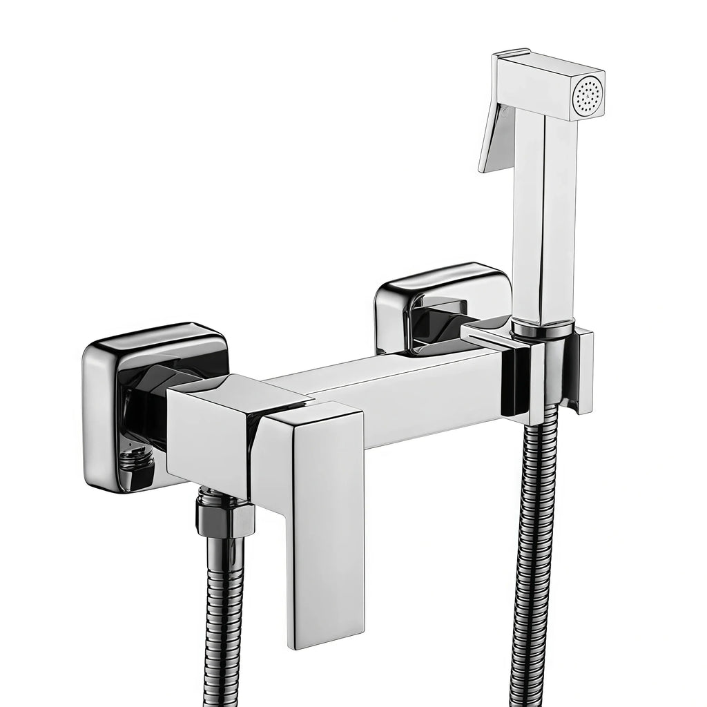 Ducha Higiênica Para Banheiro 100% Metal Com Suporte Acoplado Royal Square - Cromado
